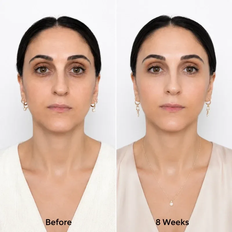 Jessica M. before and after 8 weeks of the Dentoora sculpting routine