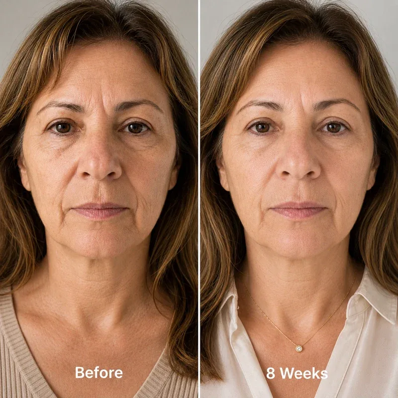 Maria L. before and after 8 weeks of the Dentoora sculpting routine