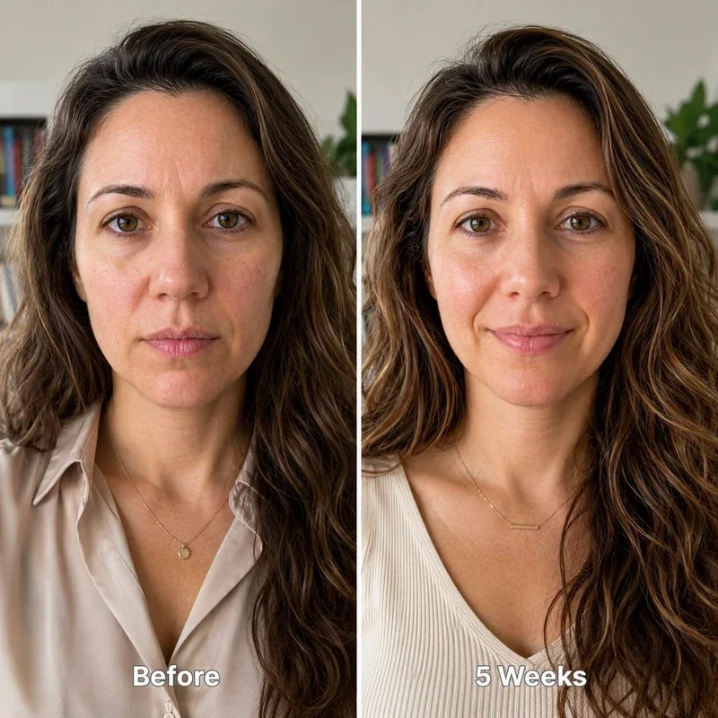 Chloe P. before and after 5 weeks of the Dentoora sculpting routine